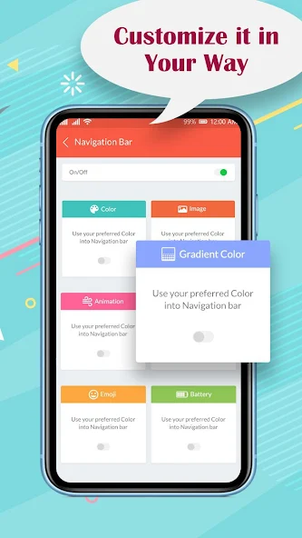 Color Navigation Custom Bar Android IND shorts