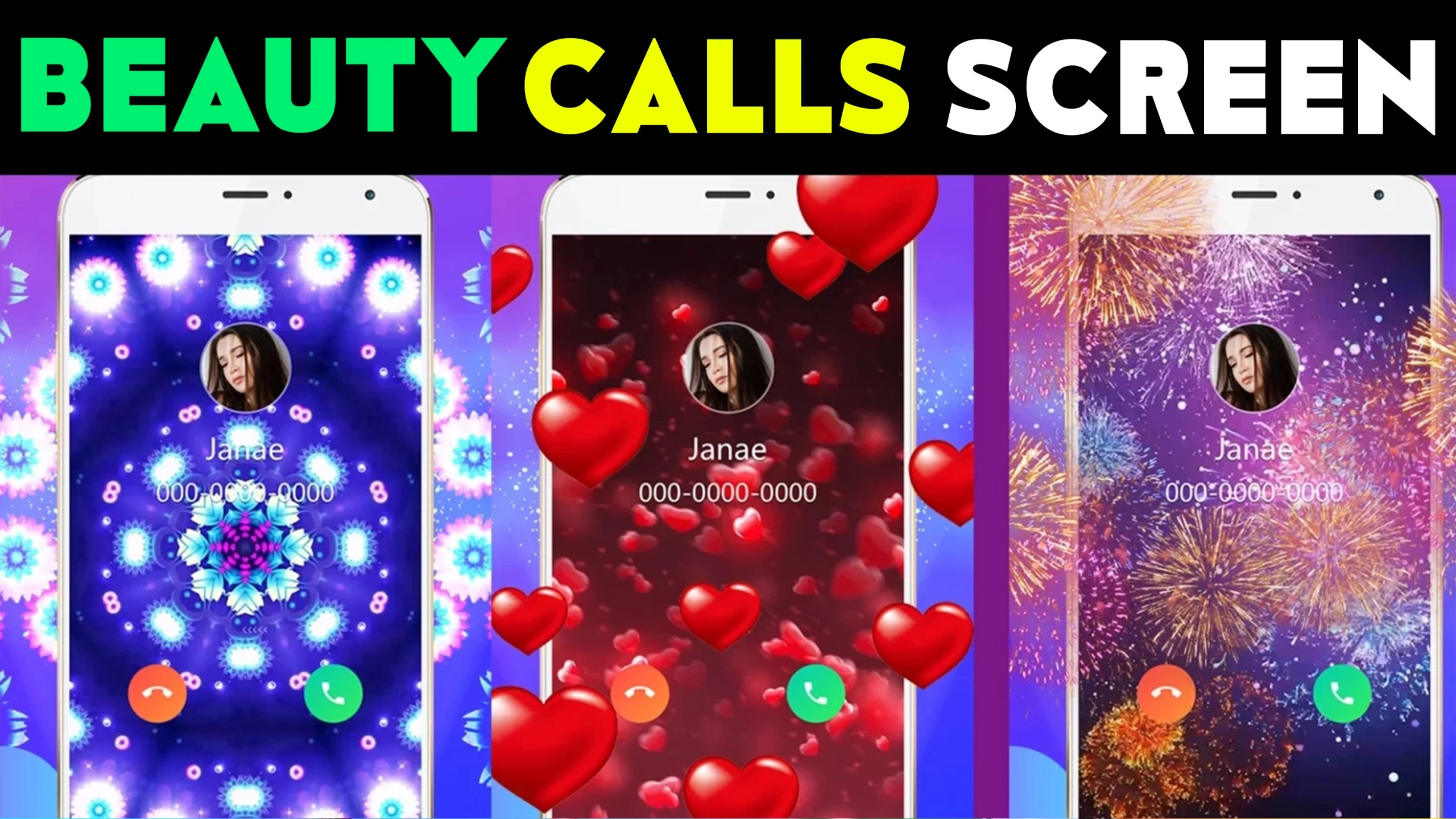 Custom Caller Screen App BEAUTY CALLS with Stylish Themes & LED Flash