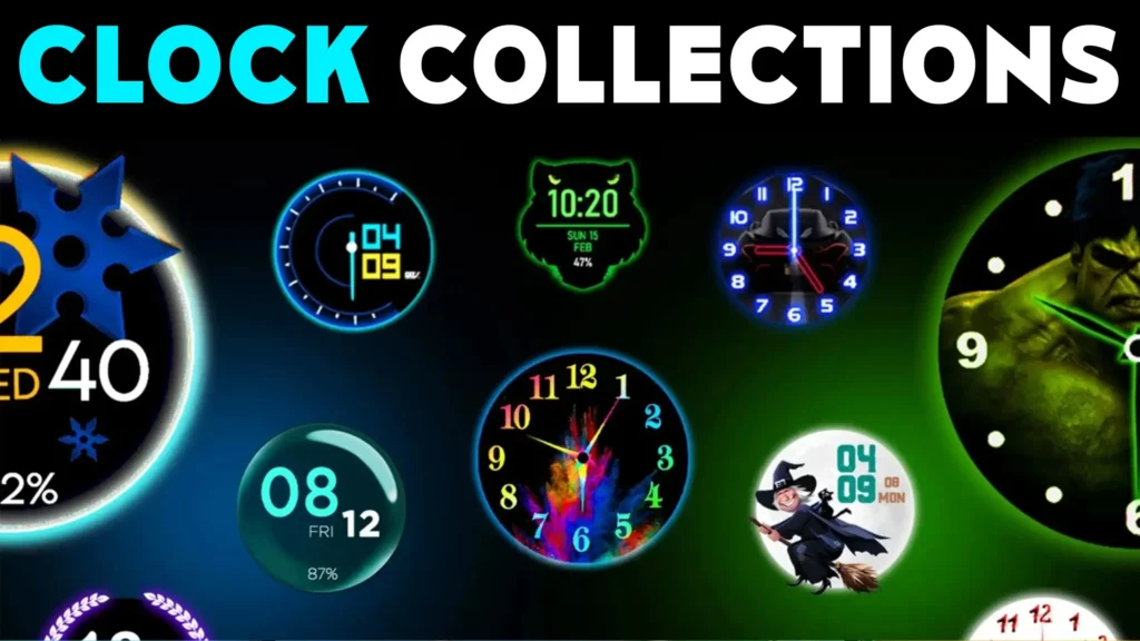 Smart Watch Clock Wallpaper Clock Collections with Analog, Digital & Neon Designs