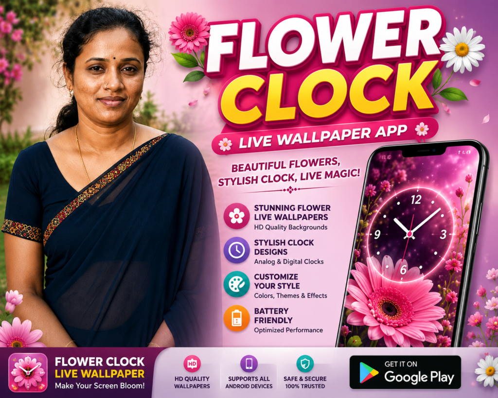 Flower Clock Live Wallpaper App 2026 – Best Animated Android Wallpapers