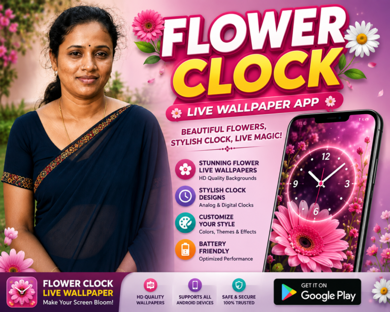 Flower Clock Live Wallpaper App 2026 – Best Animated Android Wallpapers