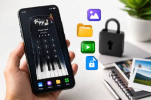 How to Hide a Folder on Android? A Practical Guide Using Piano Vault Hide Apps, Videos 3 Sleek phone with privacy app interface IND shorts apps news