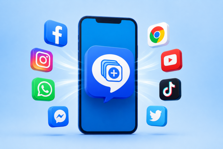 Smartphone surrounded by app icons IND shorts apps news